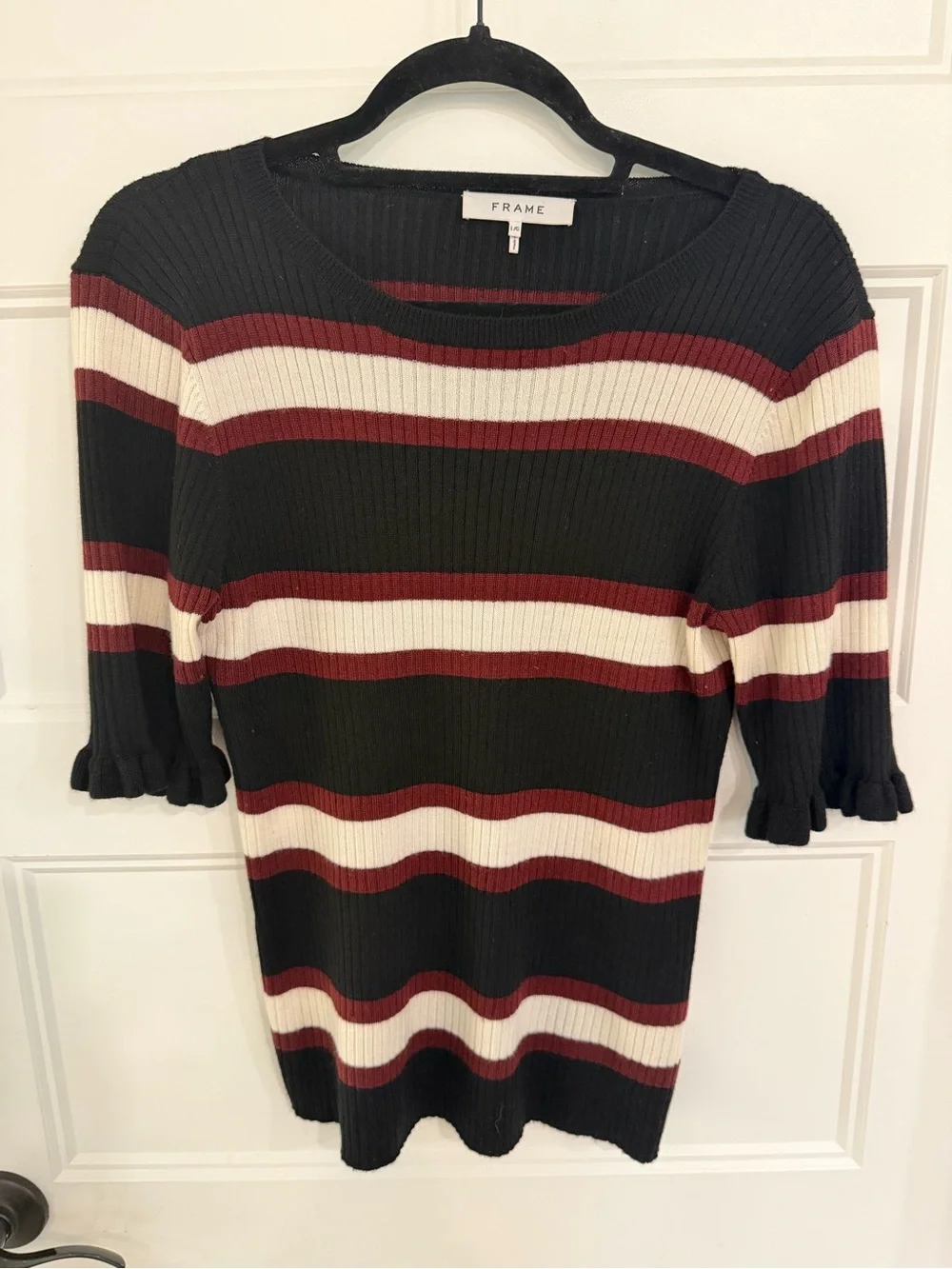 Frame Striped Ribbed Top Like New! - Picture 4 of 6